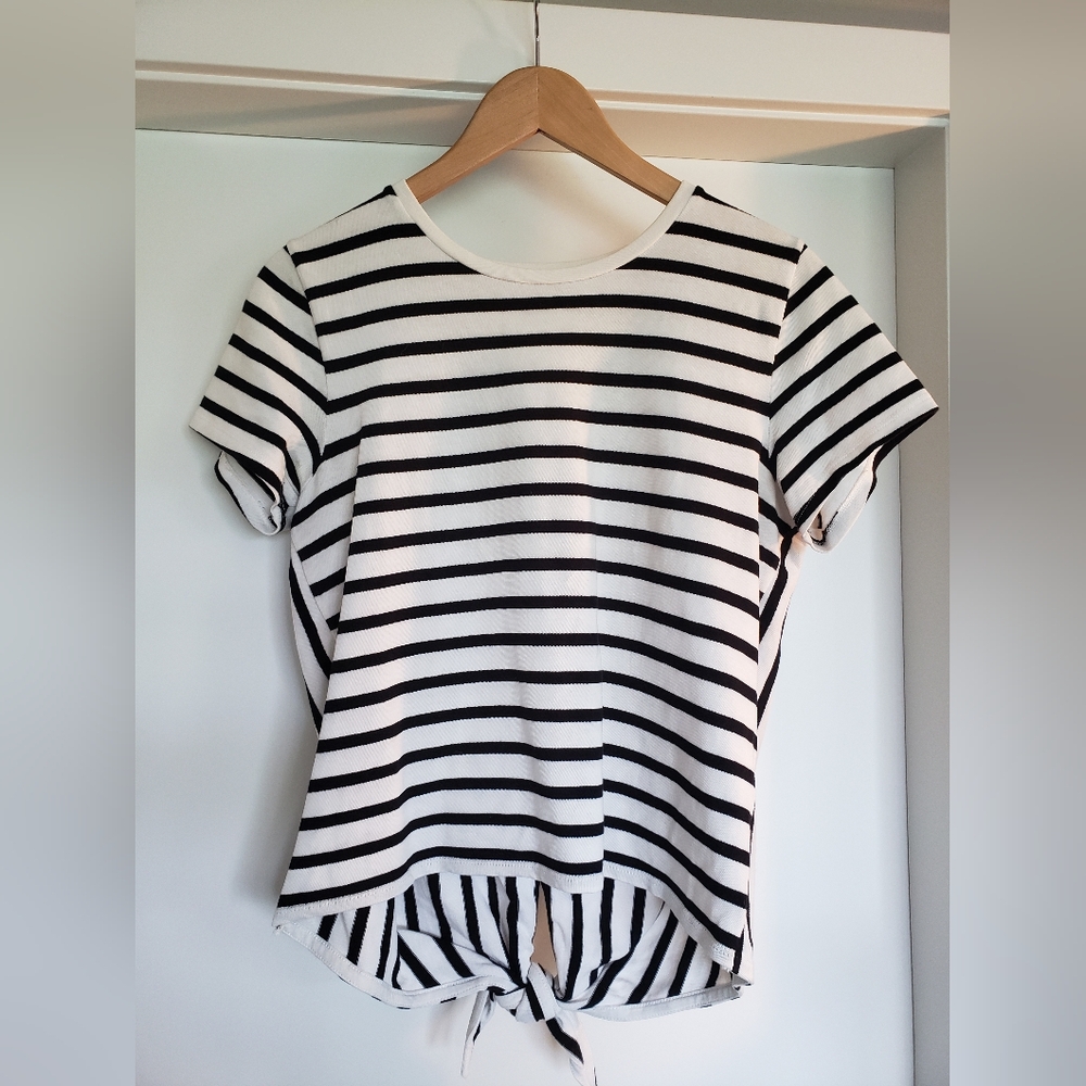 Madewell Black and White Striped Short Sleeve Tee